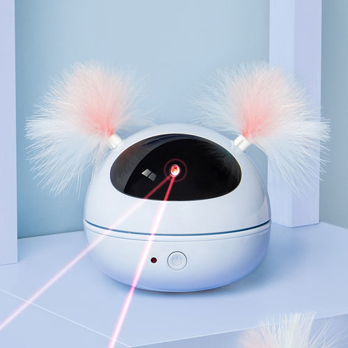 AI rotating electric feather wand cat toy in Blue